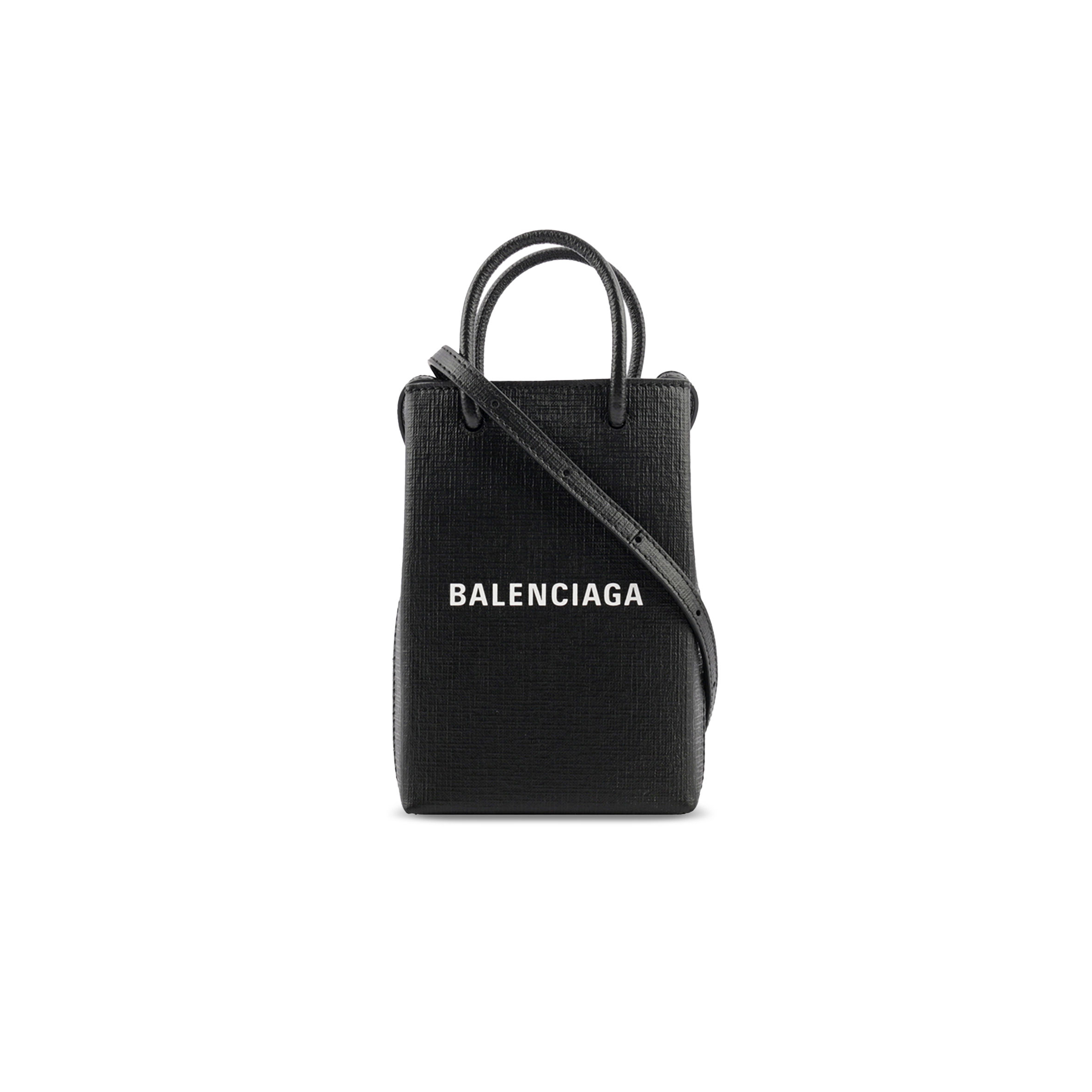 BALENCIAGA SHOPPING PHONE HOLDER BAG BLACK 593820 (18*11*5cm)